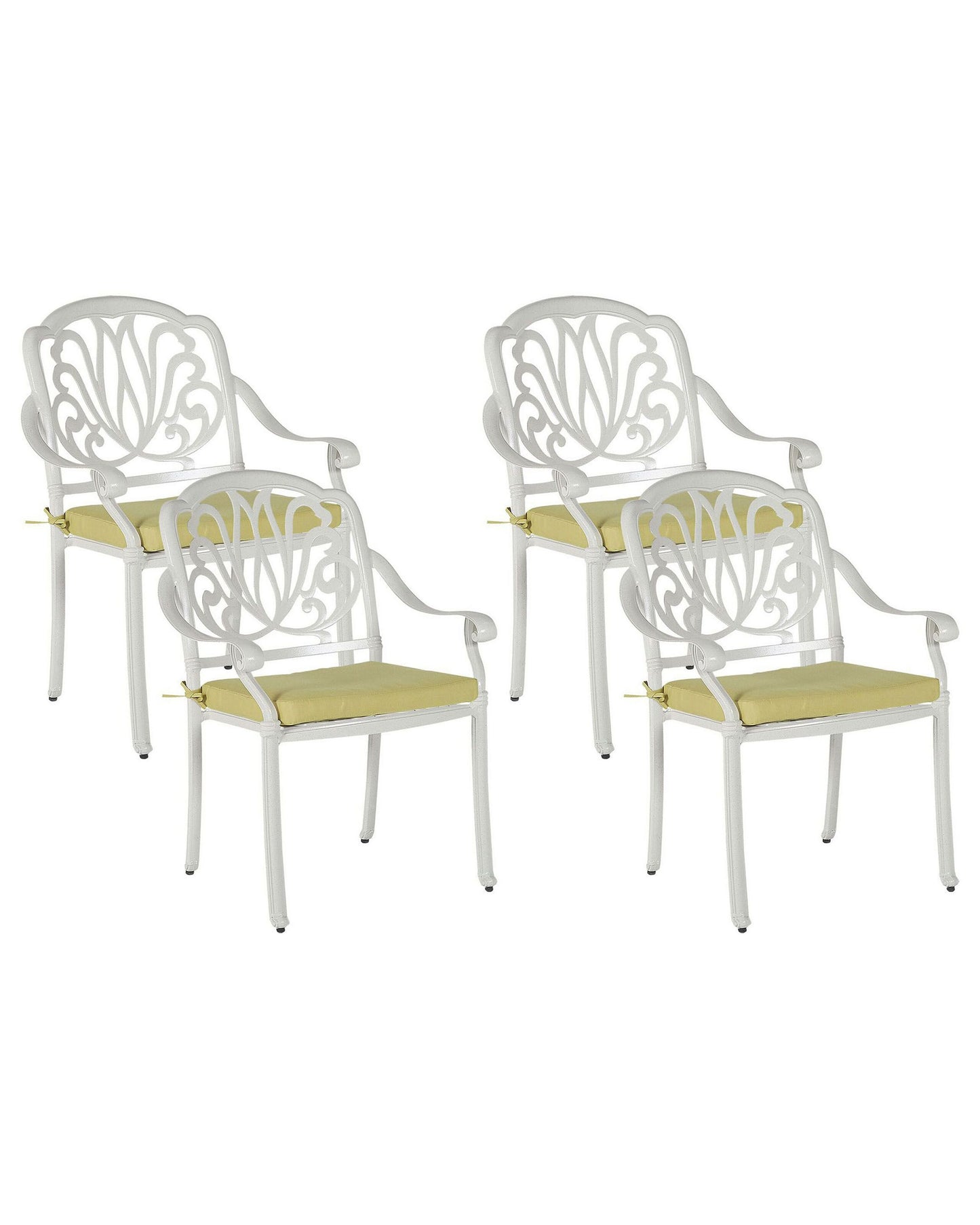 Set mit 4 Stühlen und Sitzkissen ANCONA Metall Weiss