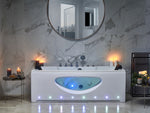 Whirlpool Badewanne weiss rechteckig mit LED 180 x 80 cm HAWES