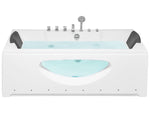 Whirlpool Badewanne weiss rechteckig mit LED 180 x 80 cm HAWES