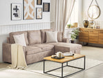 Ecksofa mit Schlaffunktion Lederoptik braun linksseitig NESNA