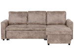 Ecksofa mit Schlaffunktion Lederoptik braun linksseitig NESNA