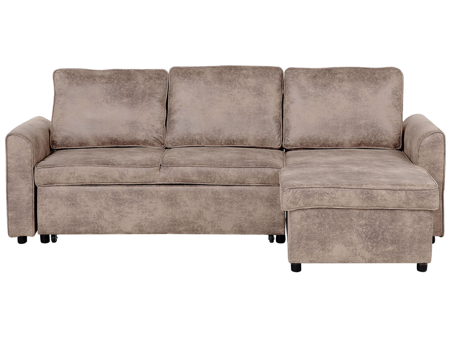 Ecksofa mit Schlaffunktion Lederoptik braun linksseitig NESNA