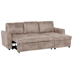 Ecksofa mit Schlaffunktion Lederoptik braun linksseitig NESNA