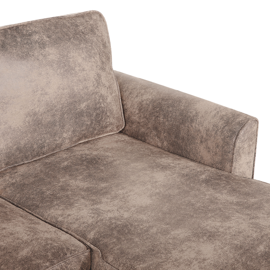 Ecksofa mit Schlaffunktion Lederoptik braun linksseitig NESNA