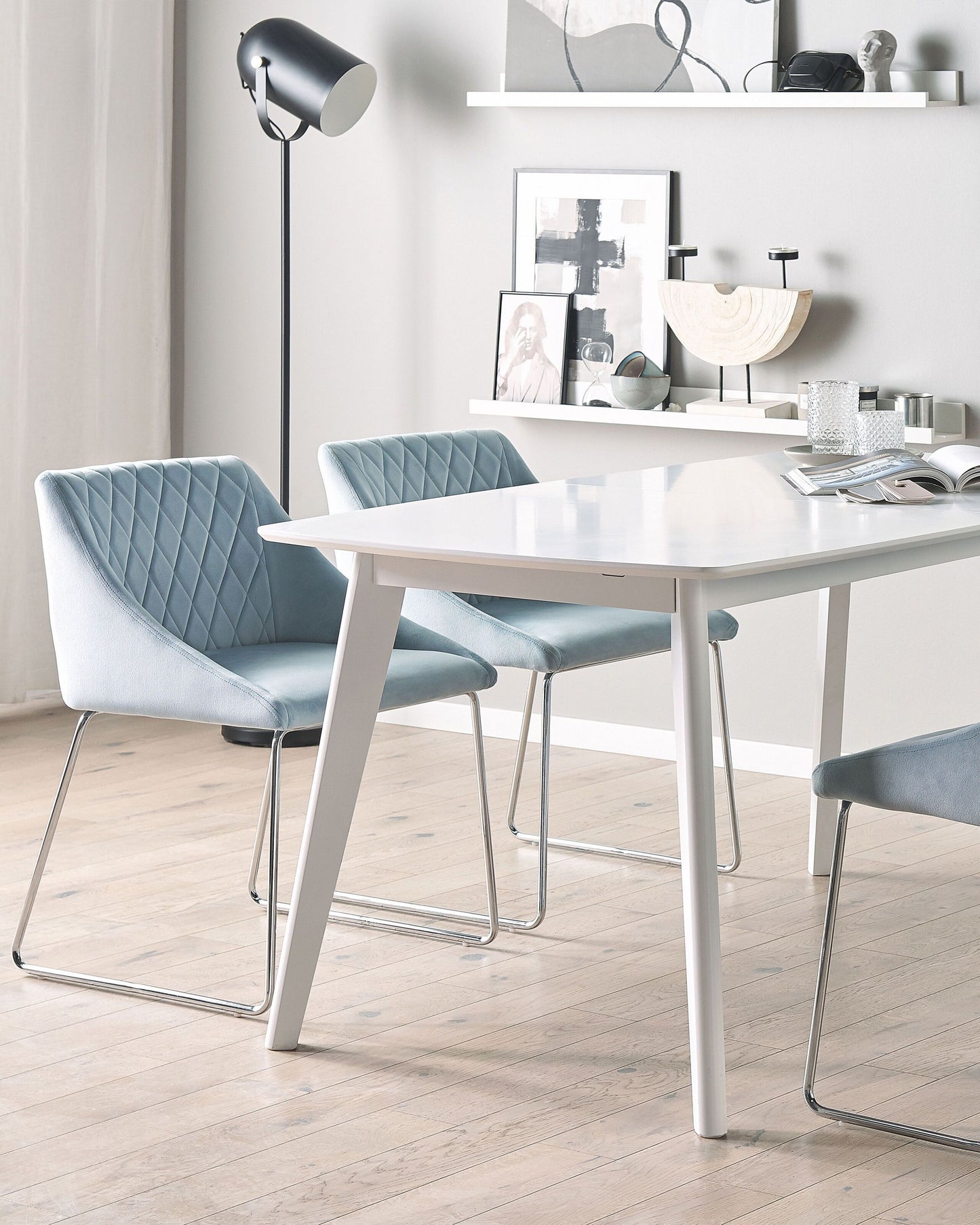 Esszimmerstuhl 2er Set ARCATA Samtstoff Hellblau