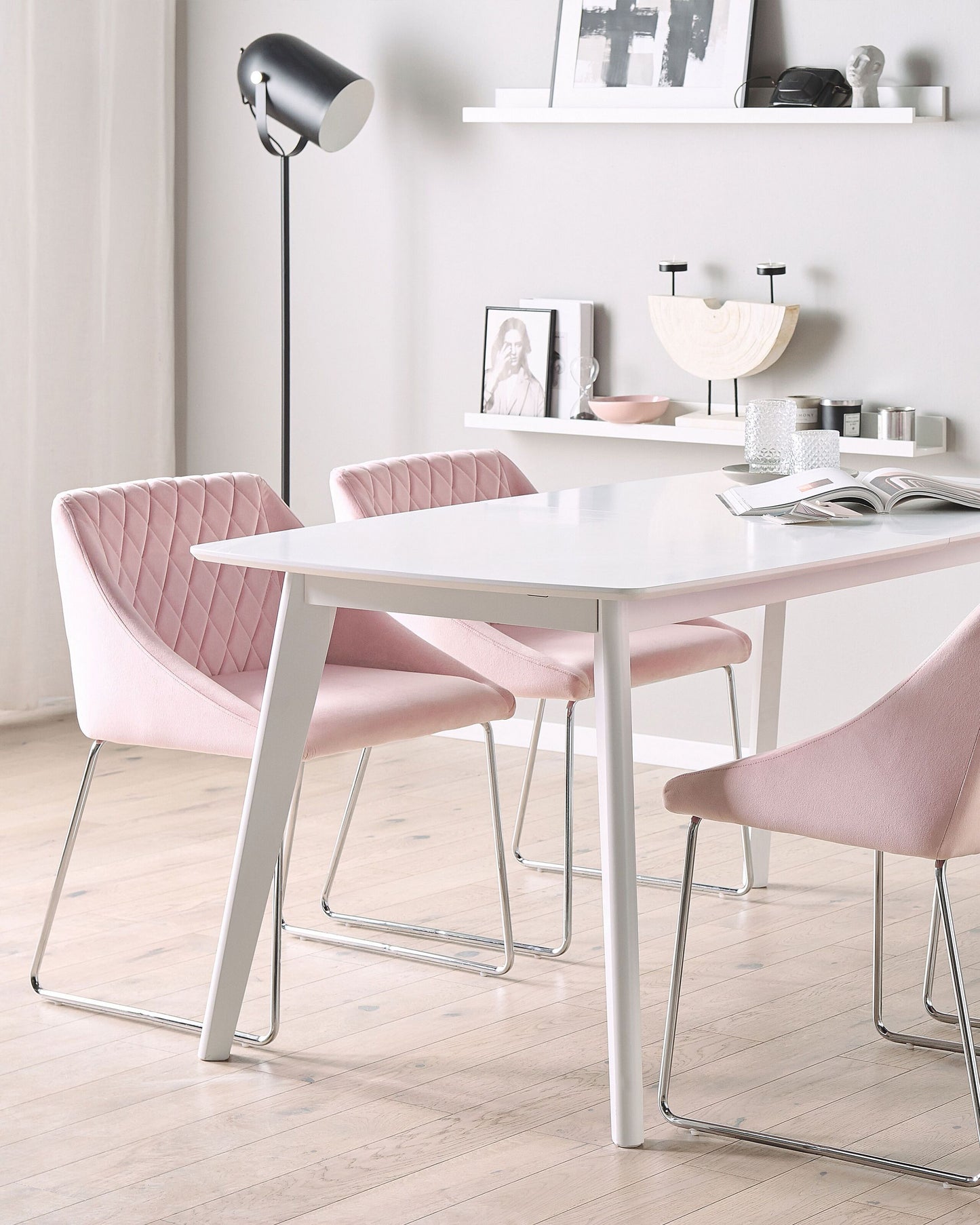 Esszimmerstuhl 2er Set Samtstoff Rosa ARCATA