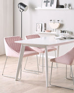 Esszimmerstuhl 2er Set Samtstoff Rosa ARCATA