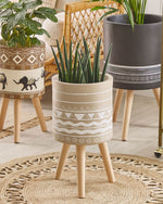 Blumentopf mit Beinen MILINA Keramik 30 cm Beige