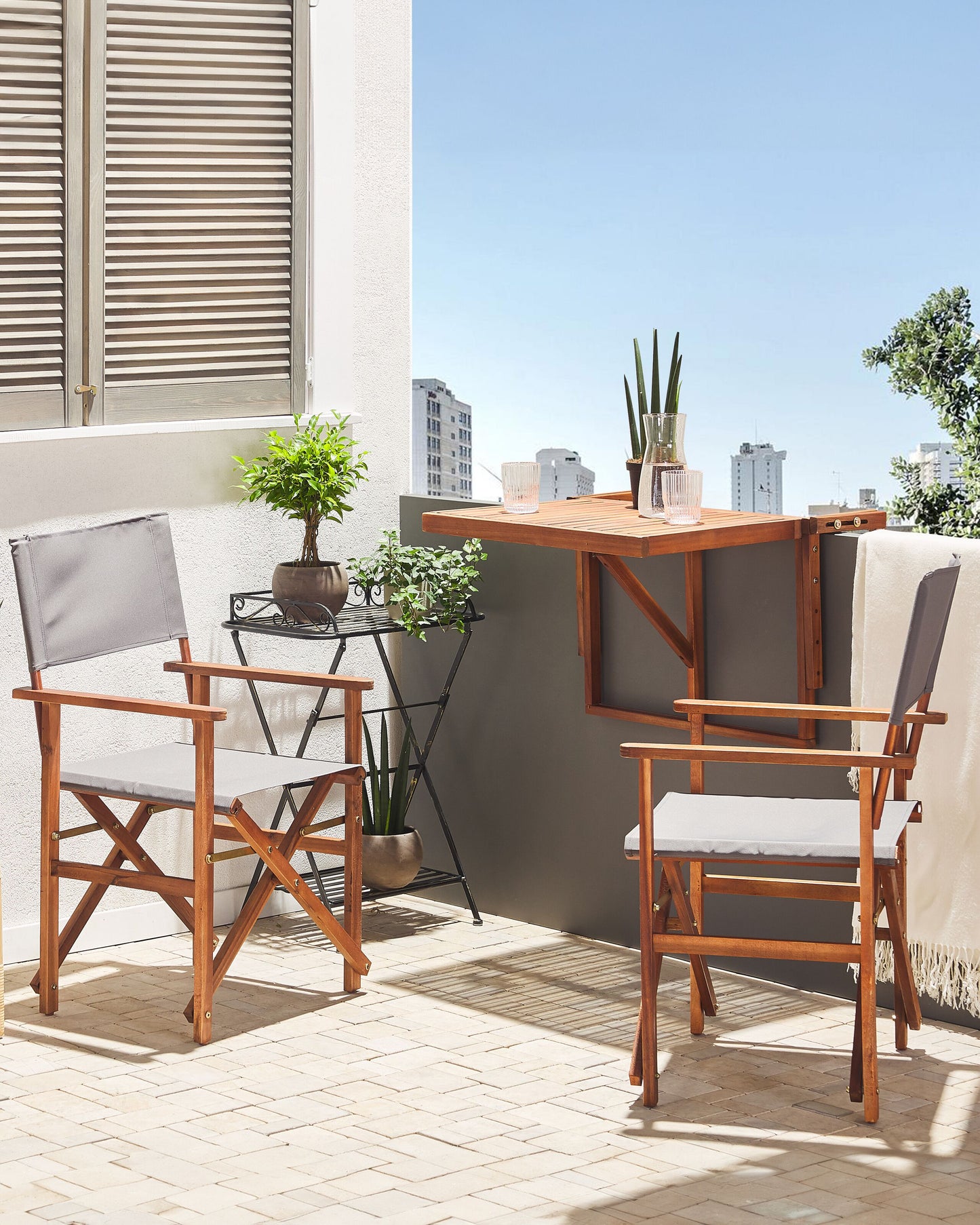 Gartenstuhl 2er Set CINE Akazienholz Grau