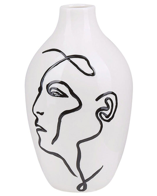 Blumenvase HELIKE Steinzeug 23 cm Weiss