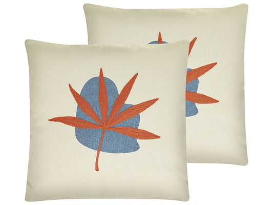 Kissen 2er Set Stickerei Rot DAVALLIA 45 x 45 cm