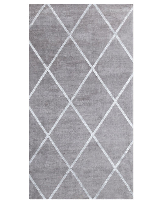 Teppich hellgrau / silber 80 x 150 cm kariertes Muster Kurzflor ATIKE