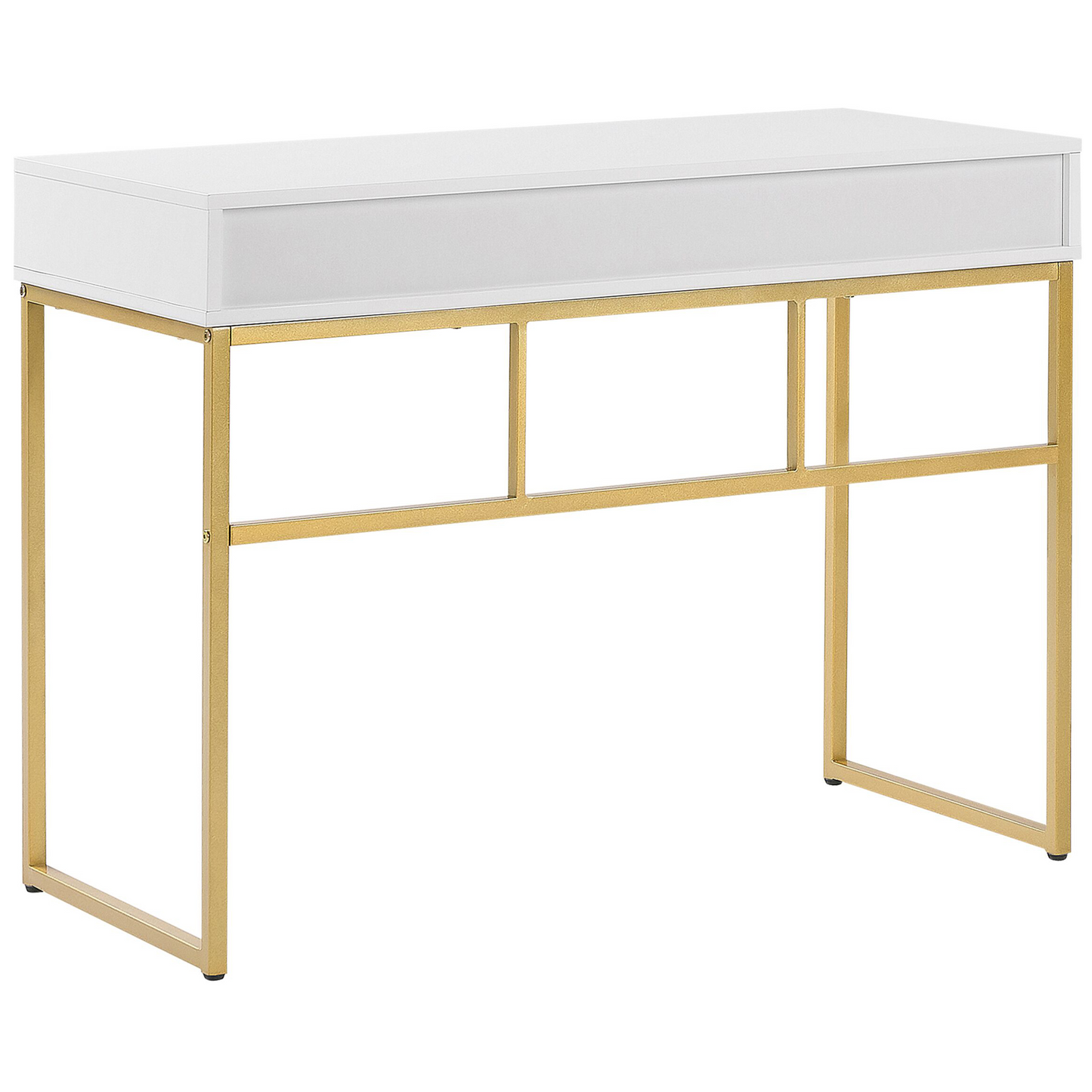 Schreibtisch weiss / gold 100 x 50 cm 2 Schubladen DAPHNE