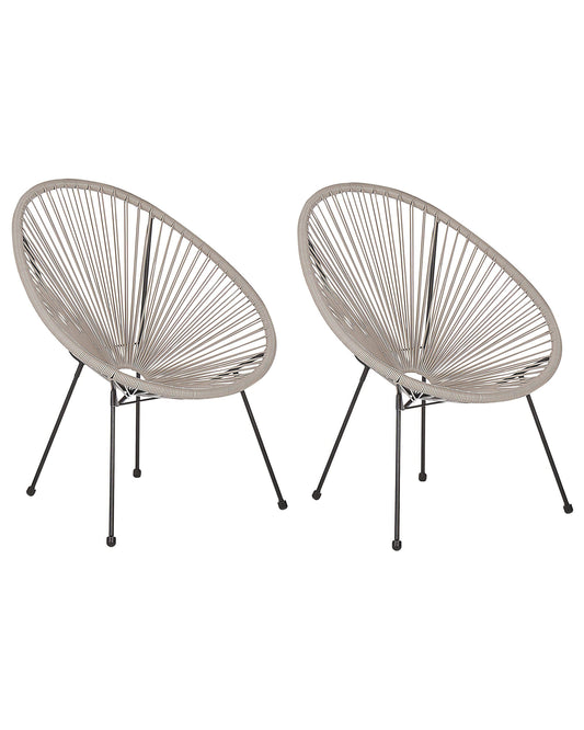 Gartenstuhl 2er Set ACAPULCO II Polyrattan Hellgrau