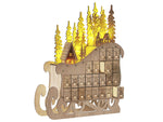 Adventskalender LED Pappelholz hellbraun Schlittenform IMPALA