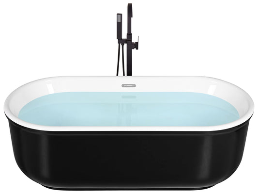 Badewanne freistehend schwarz oval 170 x 80 cm PINEL
