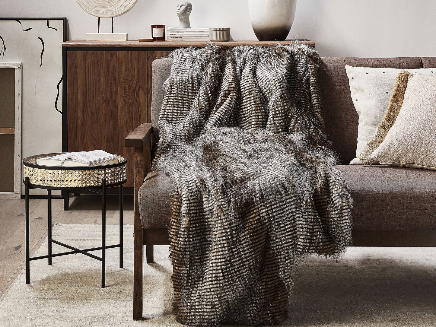 Kuscheldecke ASDAD Stoff 180 x 220 cm Braun