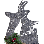 Outdoor Weihnachtsbeleuchtung LED silber Rentier mit Schlitten 41 cm ENODAK