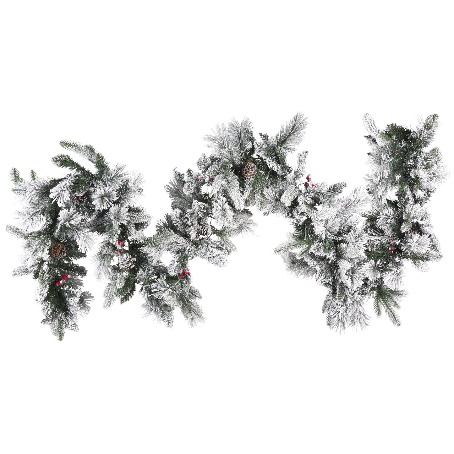 Weihnachtsgirlande weiss mit LED-Beleuchtung Schnee bedeckt 270 cm WHITEHORN