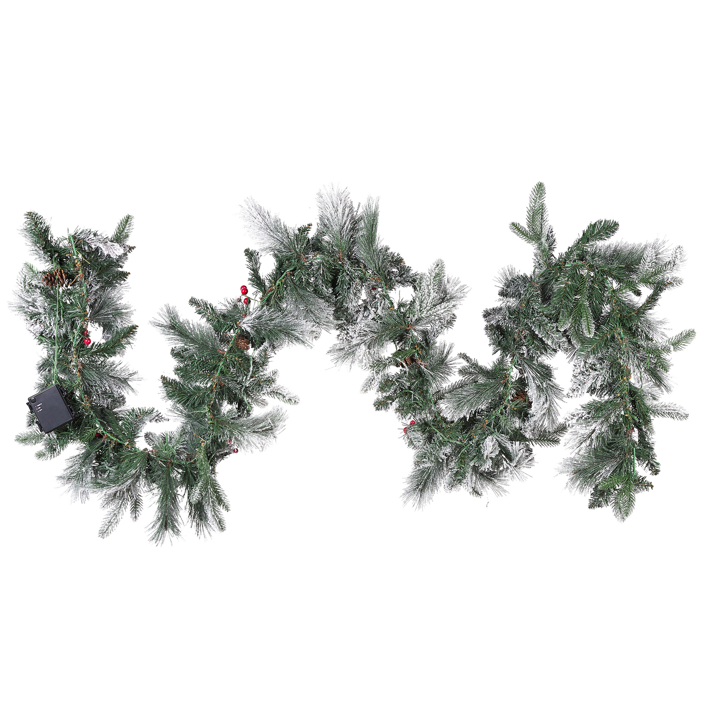 Weihnachtsgirlande weiss mit LED-Beleuchtung Schnee bedeckt 270 cm WHITEHORN