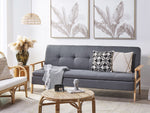 3-Sitzer Schlafsofa Stoff grau / heller Holzfarbton TJORN