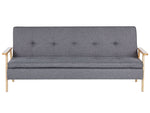 3-Sitzer Schlafsofa Stoff grau / heller Holzfarbton TJORN