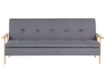 3-Sitzer Schlafsofa Stoff grau / heller Holzfarbton TJORN