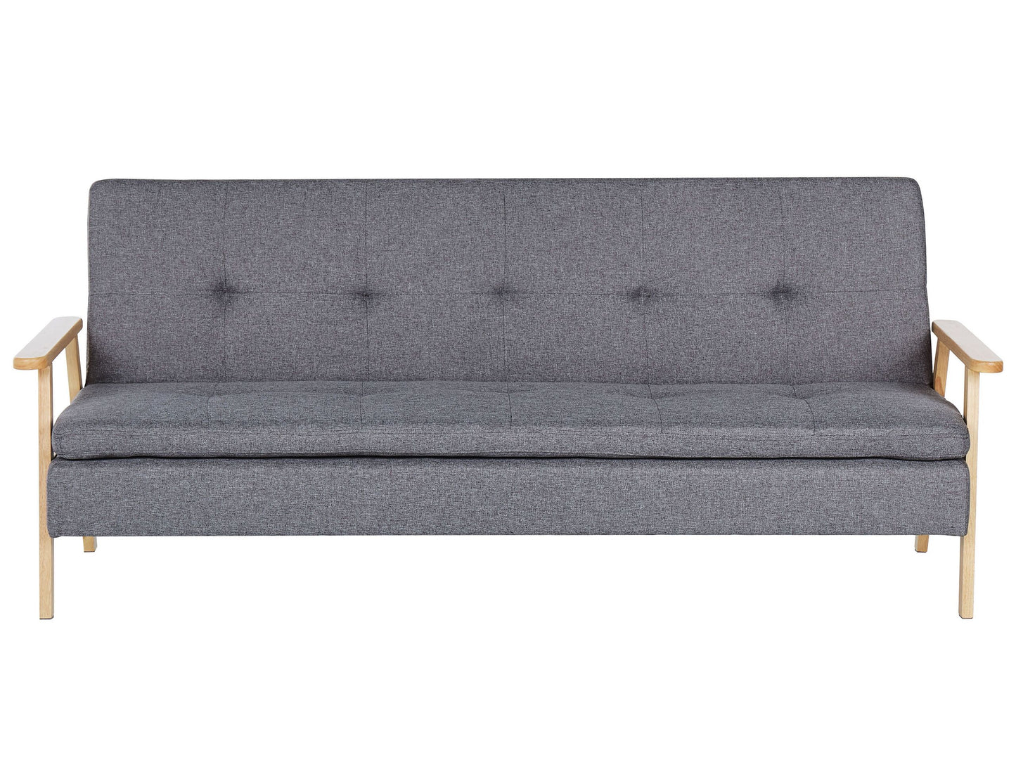 3-Sitzer Schlafsofa Stoff grau / heller Holzfarbton TJORN