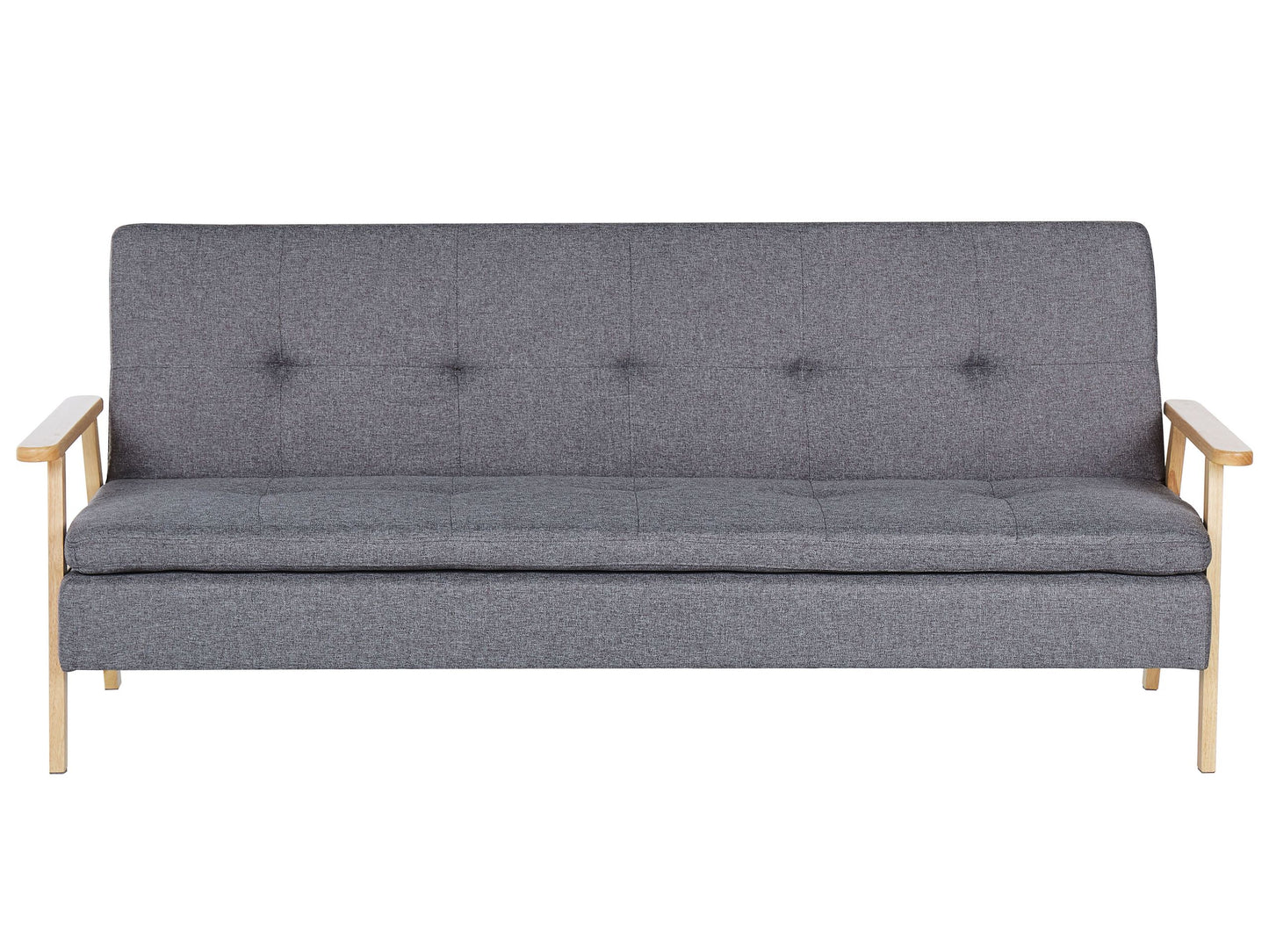 3-Sitzer Schlafsofa Stoff grau / heller Holzfarbton TJORN