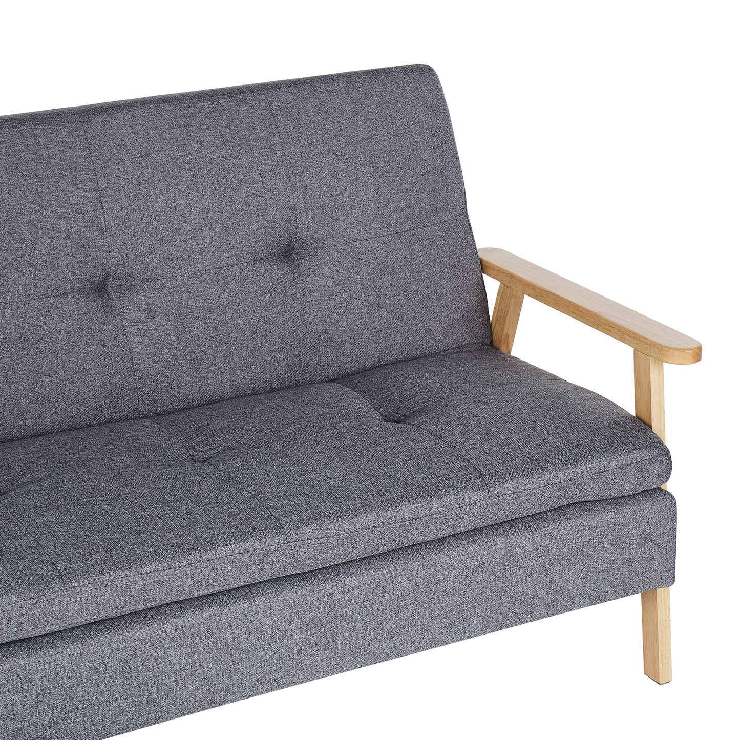 3-Sitzer Schlafsofa Stoff grau / heller Holzfarbton TJORN