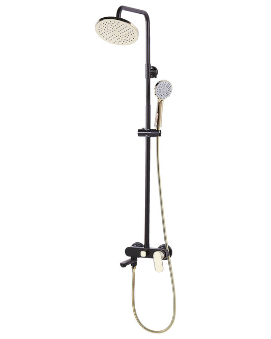 Duschset mit Mischbatterie und Regenbrause GURARA Schwarz / Gold