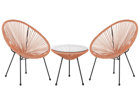 Bistro Set ACAPULCO II Polyrattan Orange