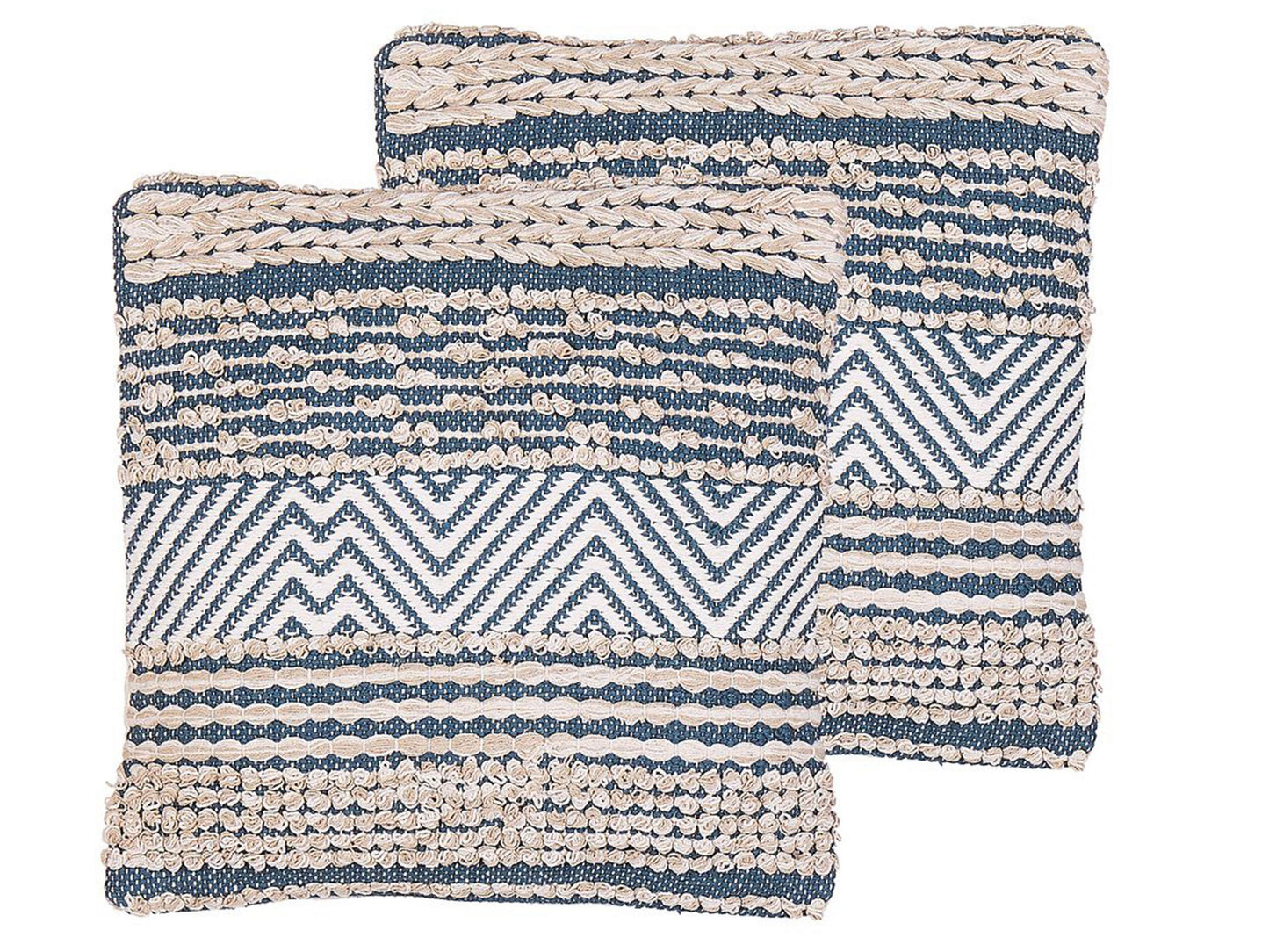 Kissen 2er Set DEWBERRY Baumwolle 45 x 45 cm Geometrisches Muster Blau