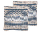 Kissen 2er Set DEWBERRY Baumwolle 45 x 45 cm Geometrisches Muster Blau