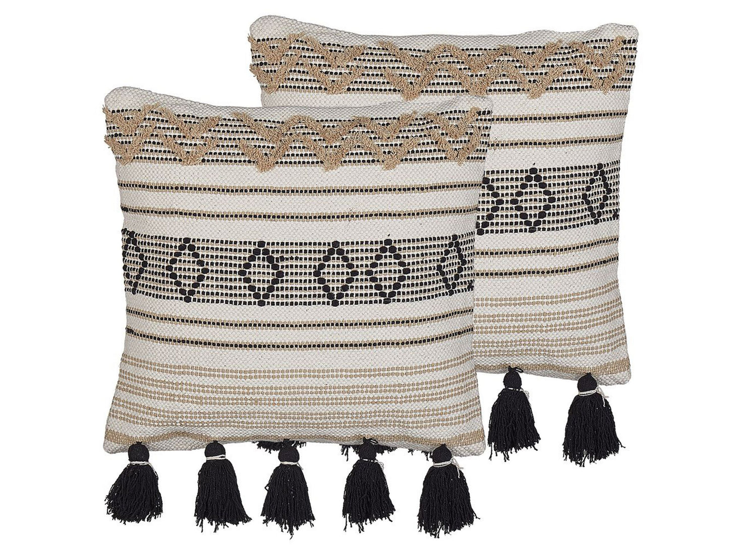 Dekokissen 2er Set SAMBUCUS Baumwolle 45 x 45 cm Beige Geometrisches Muster