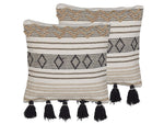 Dekokissen 2er Set SAMBUCUS Baumwolle 45 x 45 cm Beige Geometrisches Muster