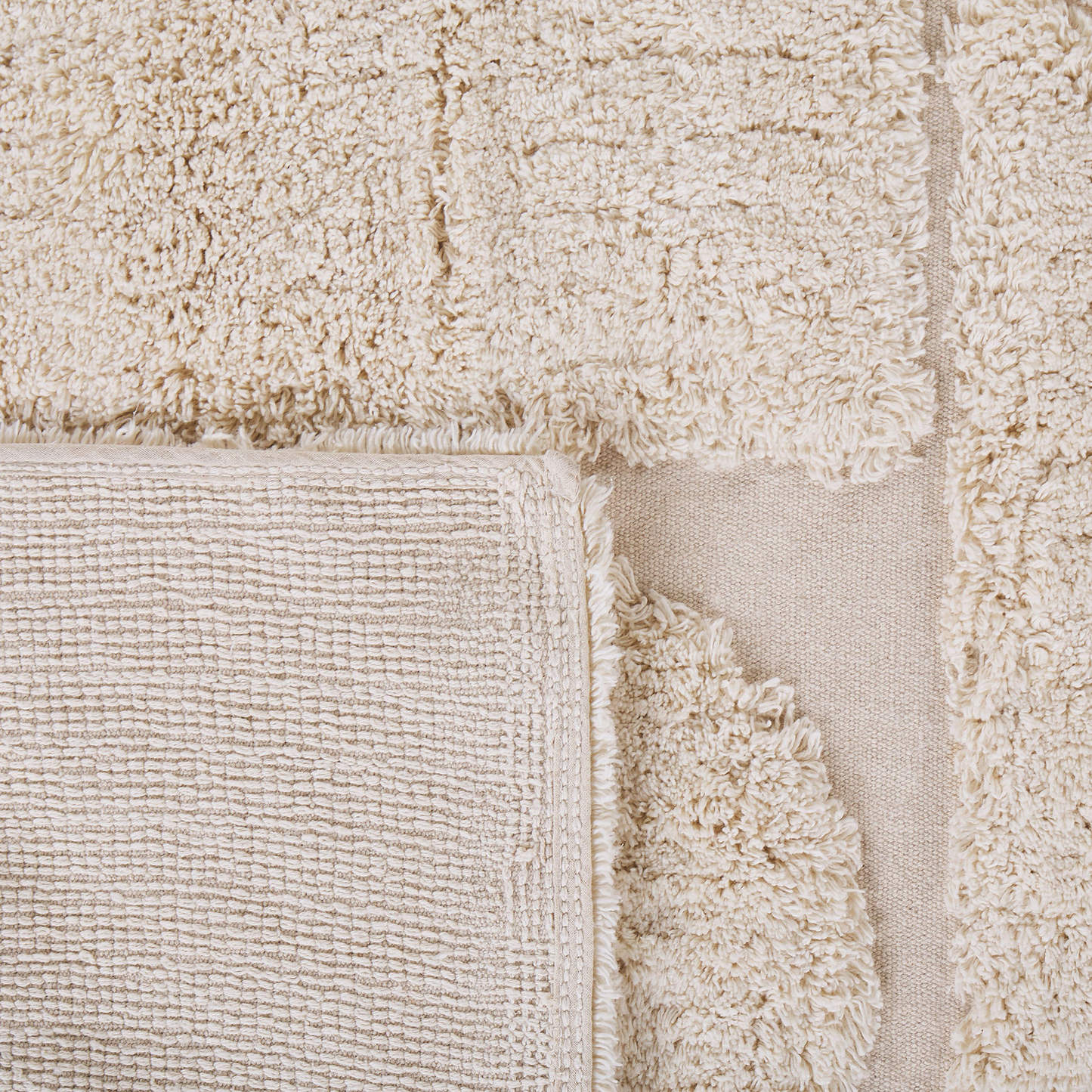 Teppich Baumwolle beige 80 x 150 cm abstraktes Muster Kurzflor DIYADIN