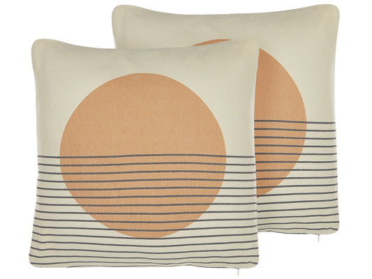 Dekokissen 2er Set MOONFLOWER 45 x 45 cm Weiss Geometrisches Muster