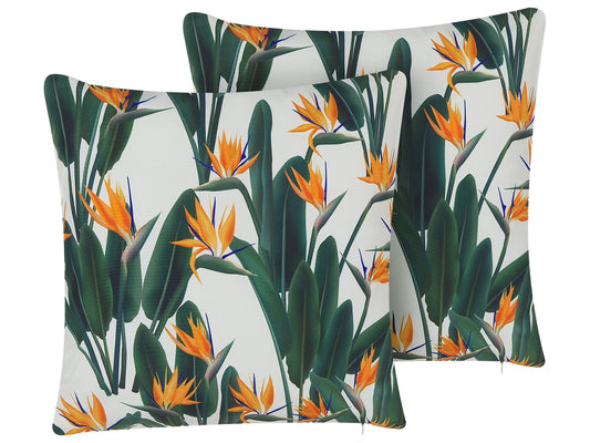 Gartenkissen 2er Set TSOTYLI Blumenmuster 45 x 45 cm Grün