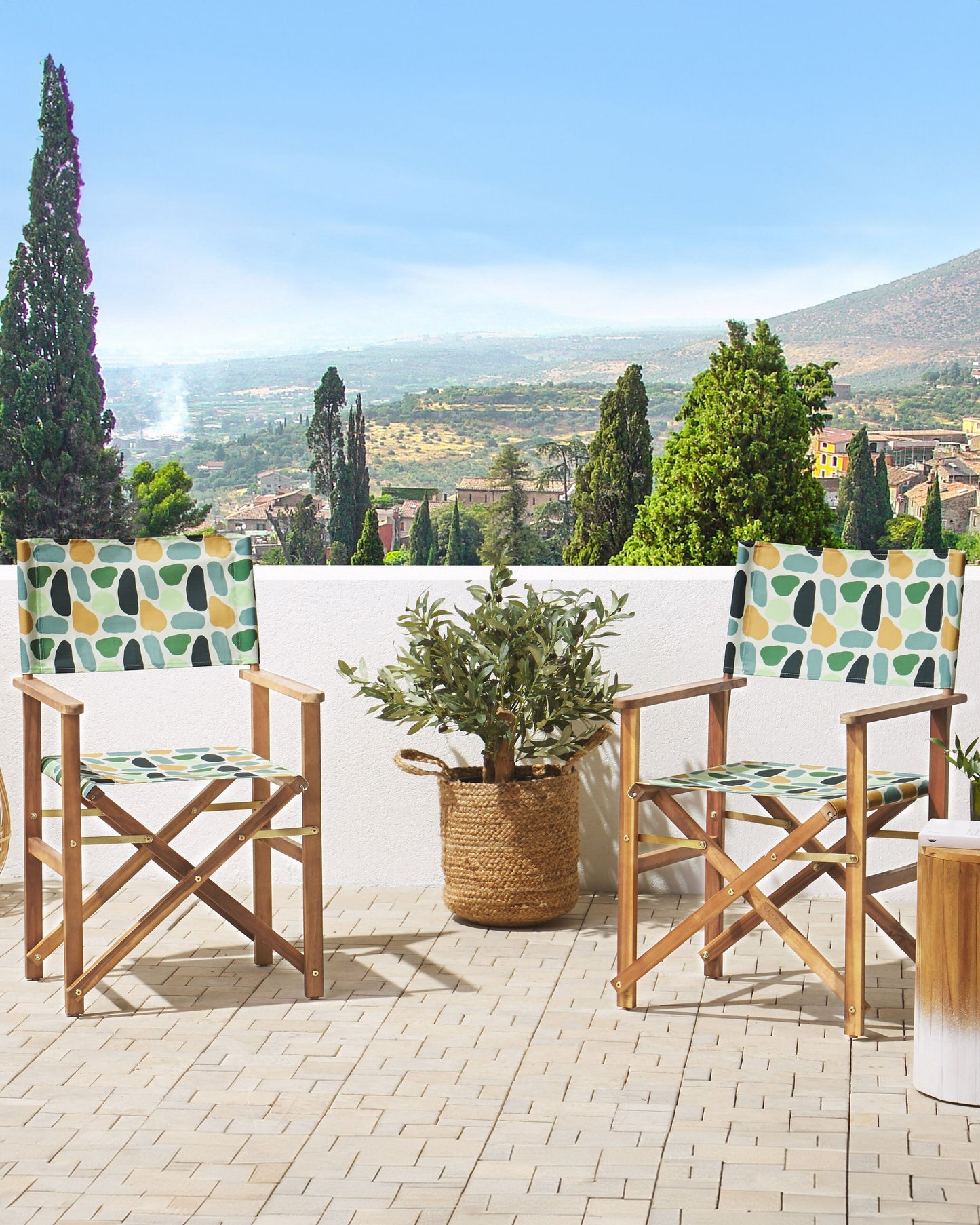 Gartenstuhl 2er Set CINE Akazienholz Bunt