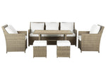 Lounge Set mit Tisch und Ottomane 5-Sitzer FONTI inkl. Kissen Polyrattan Braun