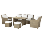Lounge Set mit Tisch und Ottomane 5-Sitzer FONTI inkl. Kissen Polyrattan Braun