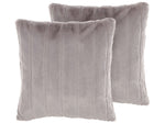 Dekokissen 2er Set PUMILA Webpelz 45 x 45 cm Hellgrau Streifenmuster