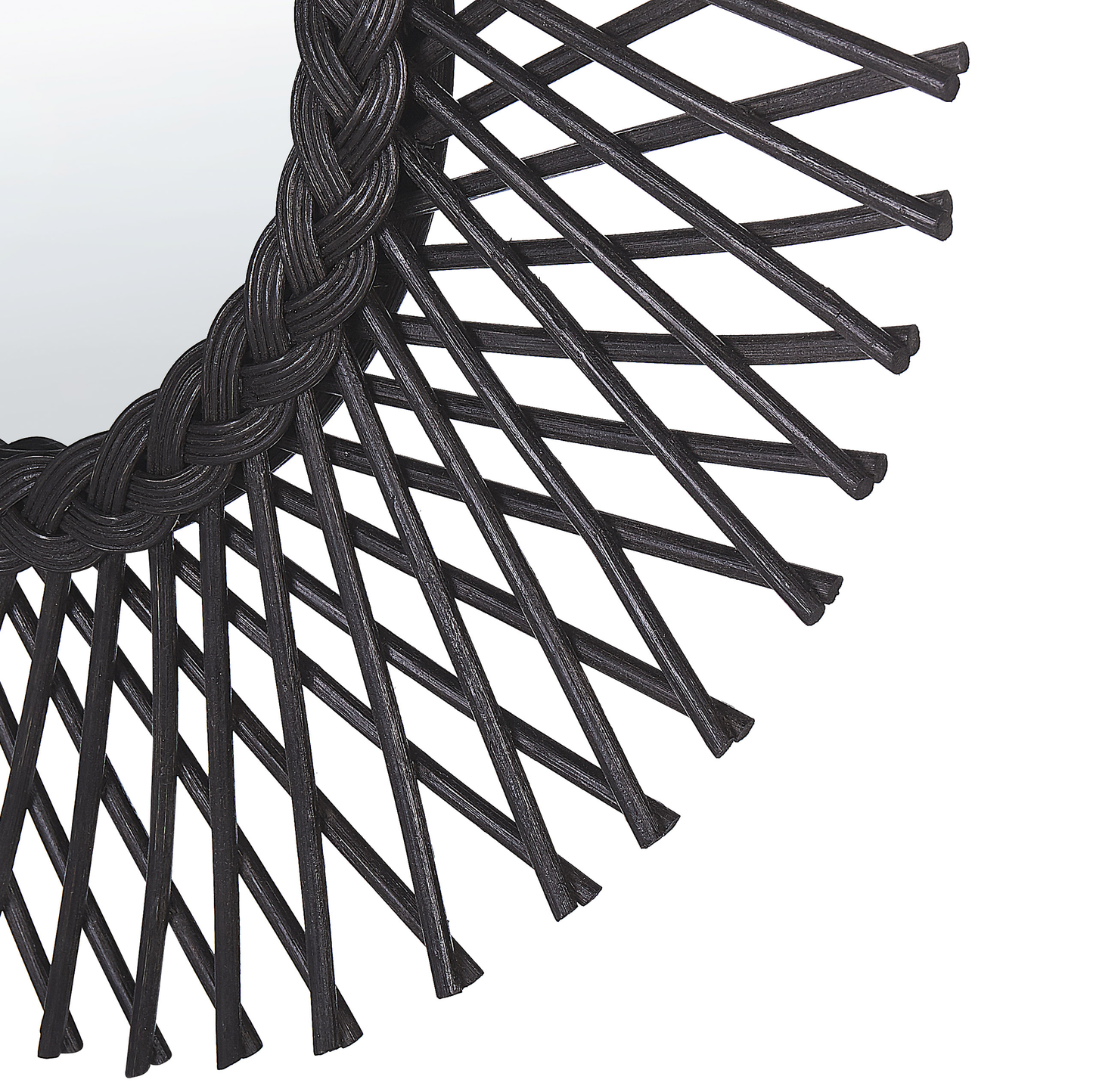 Wandspiegel TAGOLU 60 cm 60 cm Rattan Schwarz
