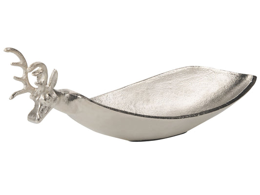Dekoschale Aluminium silber Rentiermotiv 40 x 13 cm ANGKOR