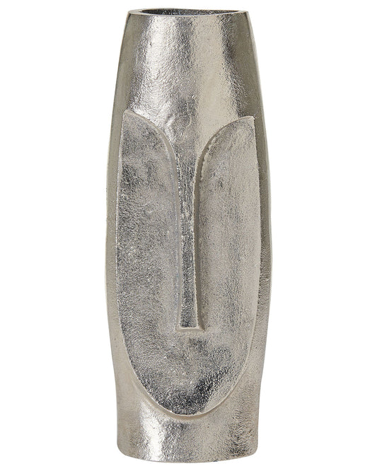 Blumenvase Skulptur CARAL handgefertigt Aluminium 32 cm Silber
