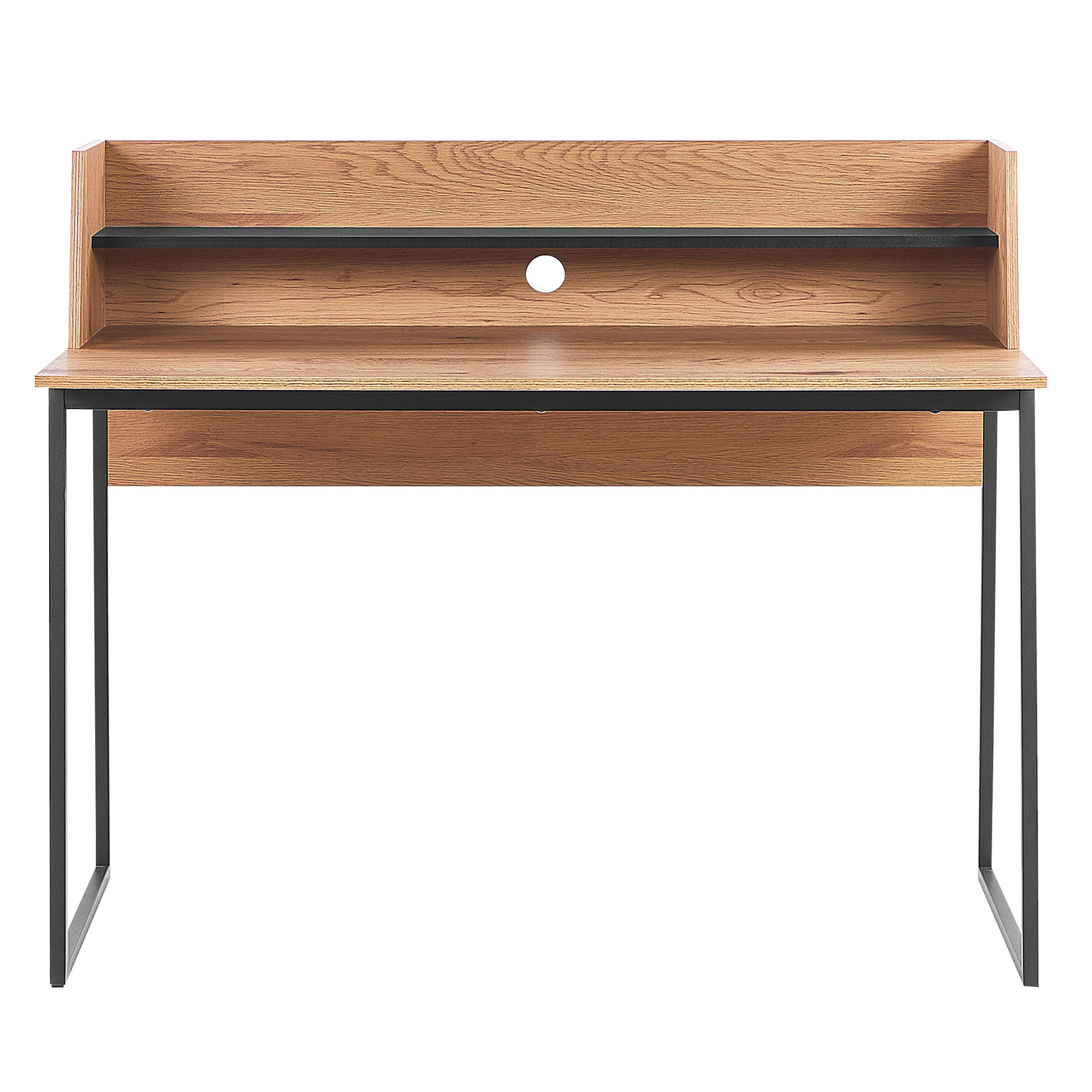Schreibtisch heller Holzfarbton / schwarz 120 x 59 cm mit Ablage GORUS