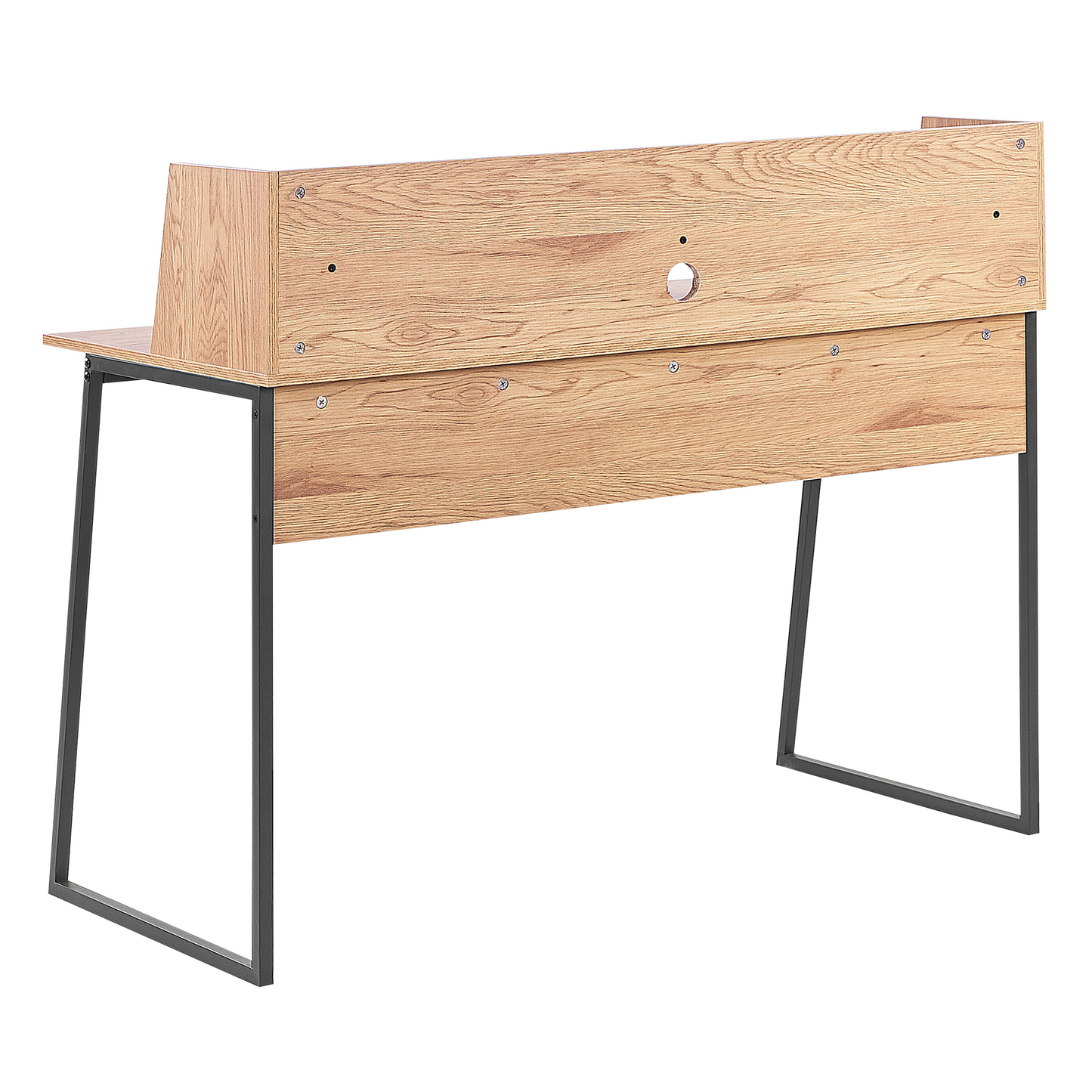 Schreibtisch heller Holzfarbton / schwarz 120 x 59 cm mit Ablage GORUS