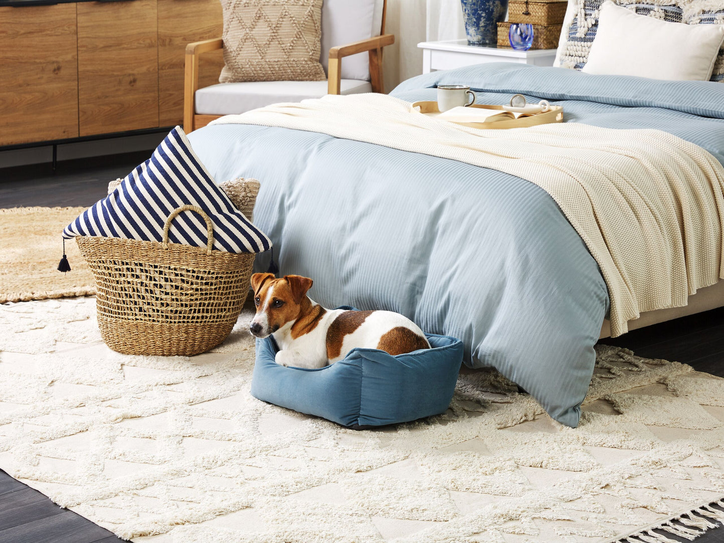 Tierbett IZMIR Samtstoff Blau
