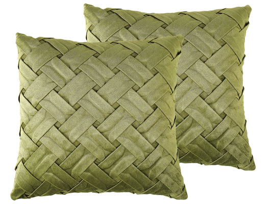Dekokissen 2er Set NARCISSUS Samtstoff 43 x 43 cm Grün Geometrisches Muster